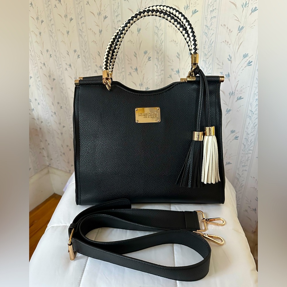 Bebe Black Tote with Gold Accents - Picture 1 of 15